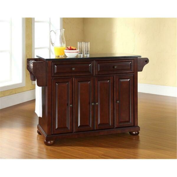 Modern Marketing Concepts Alexandria Solid Black Granite Top Kitchen Island In Vintage Mahogany Finish KF30004AMA